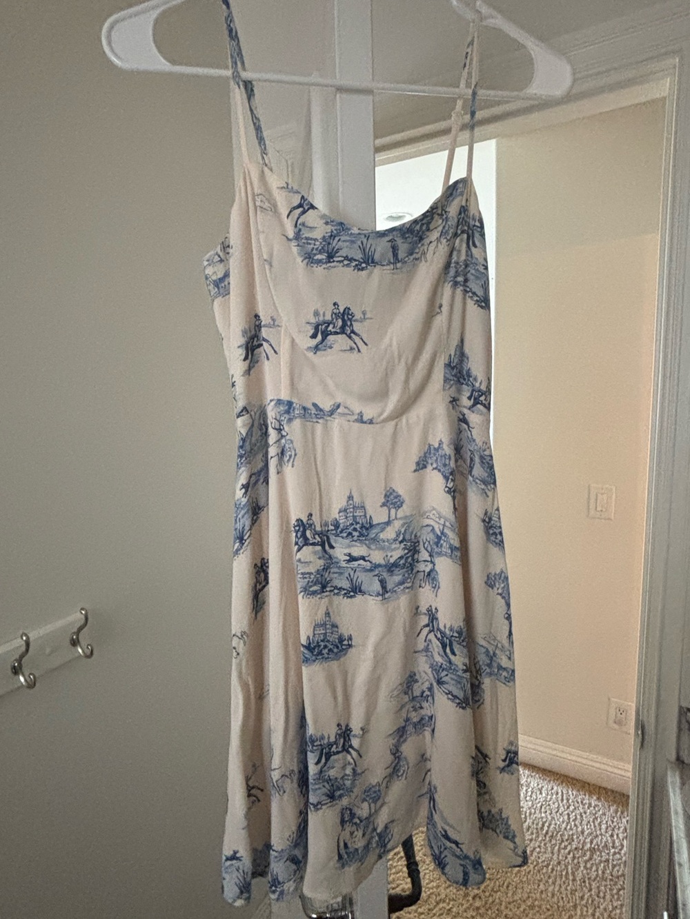 ARITZIA Cream and Blue Toile Slip Dress — Women